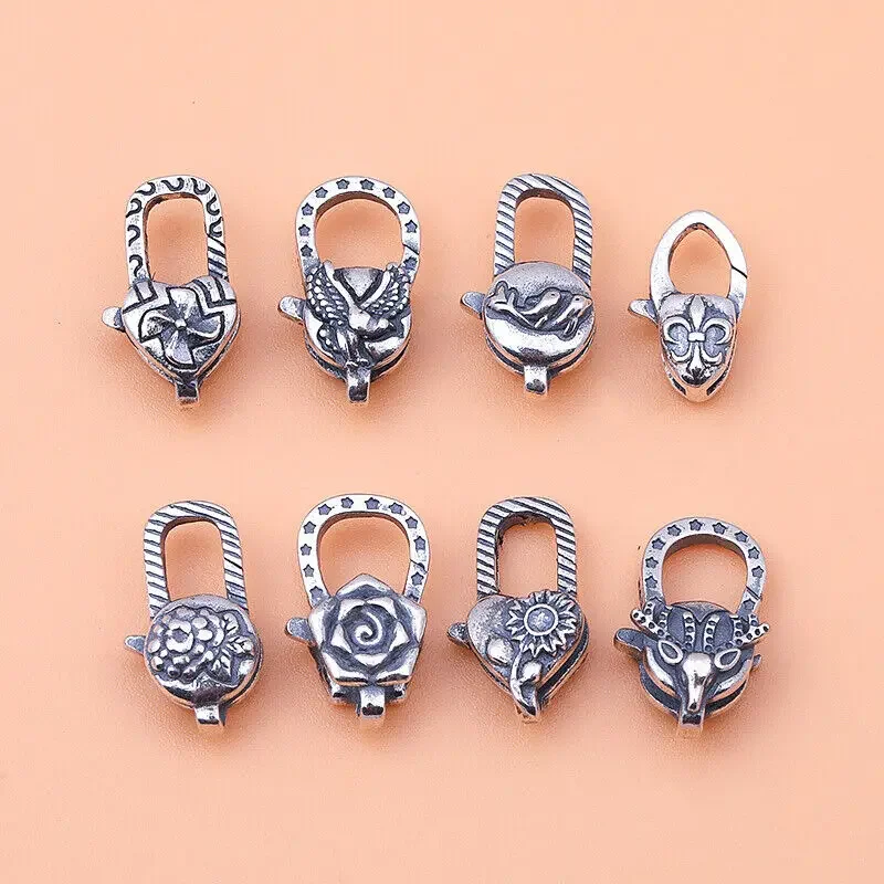 

925 Sterling Silver Fastener Daisy Eagle Rose Dolphin Deer Windmill Peony Flower Button jewelry charms for jewelry making