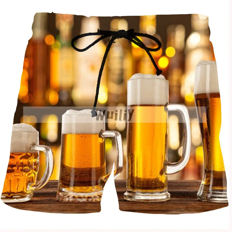 

Men's Board Shorts Swimming Shorts Summer Shorts Beach Shorts Elasticated Pockets Drawstring Graphic Print Beer