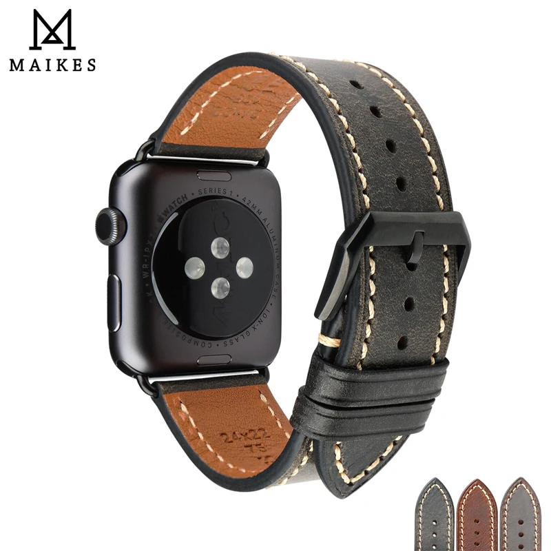 Cinturino In Pelle Cerata Olio Retrò Maikes Per Cinturino Apple Hermes 49Mm 45Mm 41Mm 44Mm 40Mm 42Mm 38 Cinturino Iwatch 8 7 6 Se 5 4 3