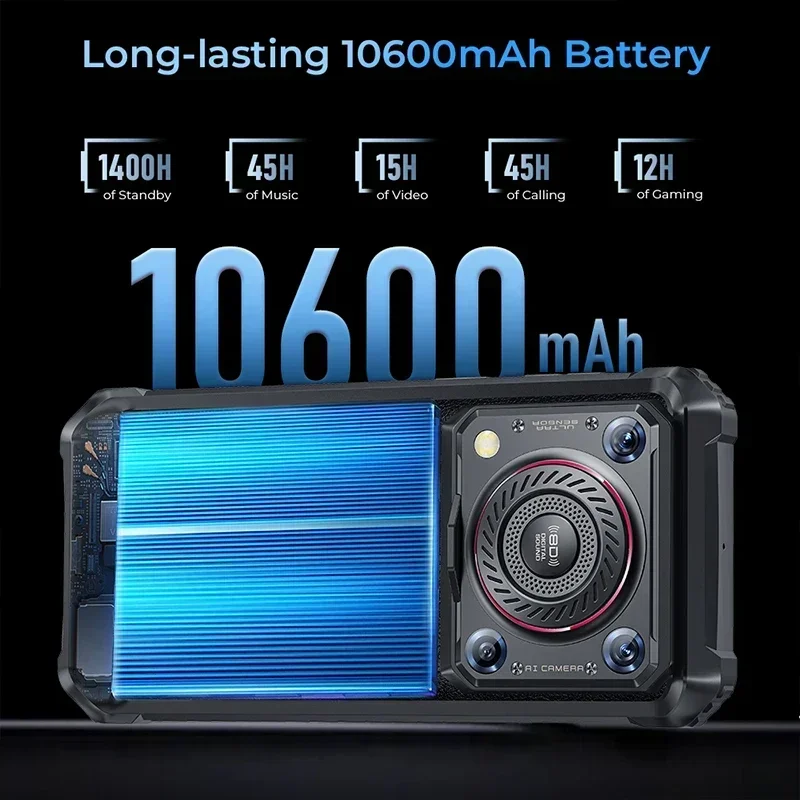 Oukitel WP36 Rugged phone 3.5W 128dB Loudspeaker 6.52" HD+ IPS  10600mAh 8GB 128GB 13MP Rear Camera NFC Android 13 CellPhone 2