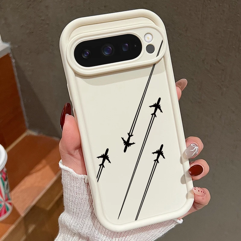 Airplane Route Pattern Soft TPU Silicone Phone Case - Solid Color Back Cover