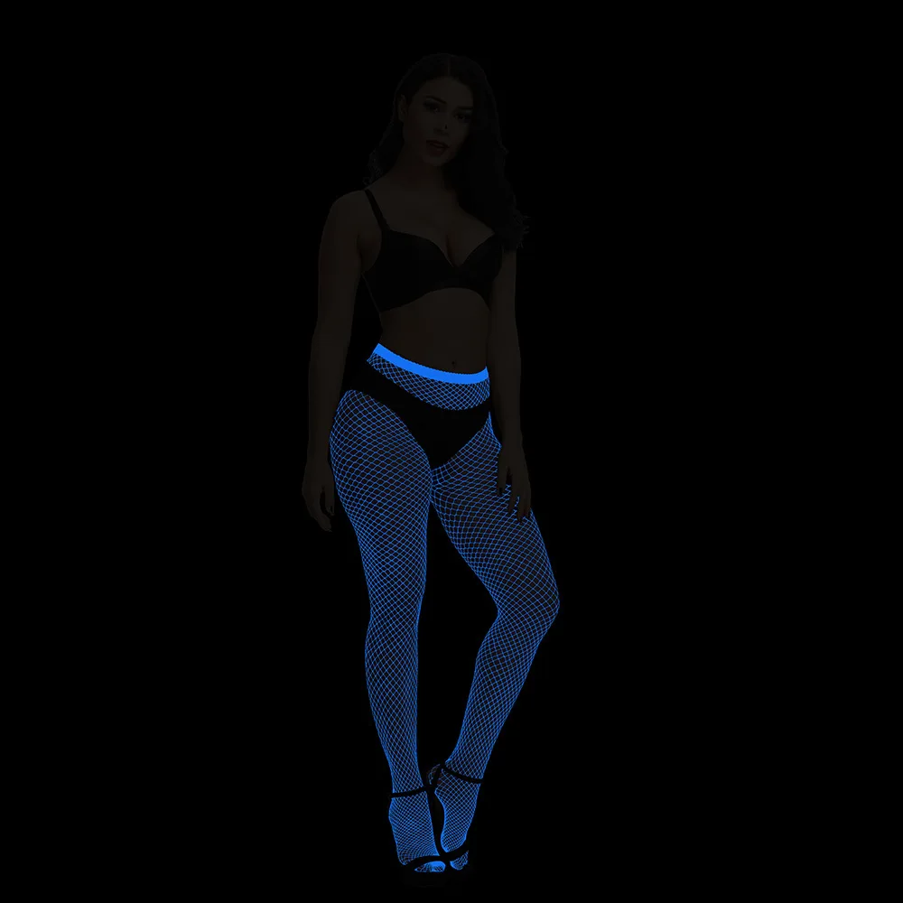 Leuchtende Netzstrümpfe für Damen, hohe Taille, im Dunkeln leuchtende Leggings, Strumpfhosen für Party, Halloween, Kostümzubehör – Detail 18