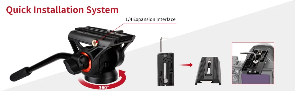 Description Picture 3 of itemCOMAN KX3636 Professional Heavy Duty Camera Tripods With Quick Release Plate And 360° Fluid Head Video Tripod For DSLR Camcorder