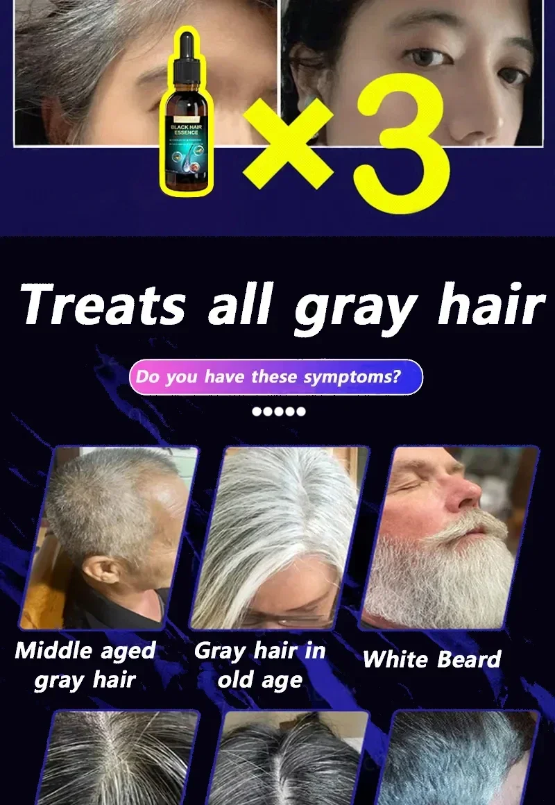 Description Picture 6 of itemAnti-grey hair essence Serum treatment restore natural hair color and restore healthy White To Black hair