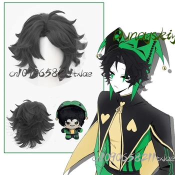 Gioco di circo Pierrot Harlequinnn Parrucca Cosplay Parrucca riccia nera Sexy Kawaii Peluche Ventole Regali Festa quotidiana Palcoscenico Carnevale Halloween