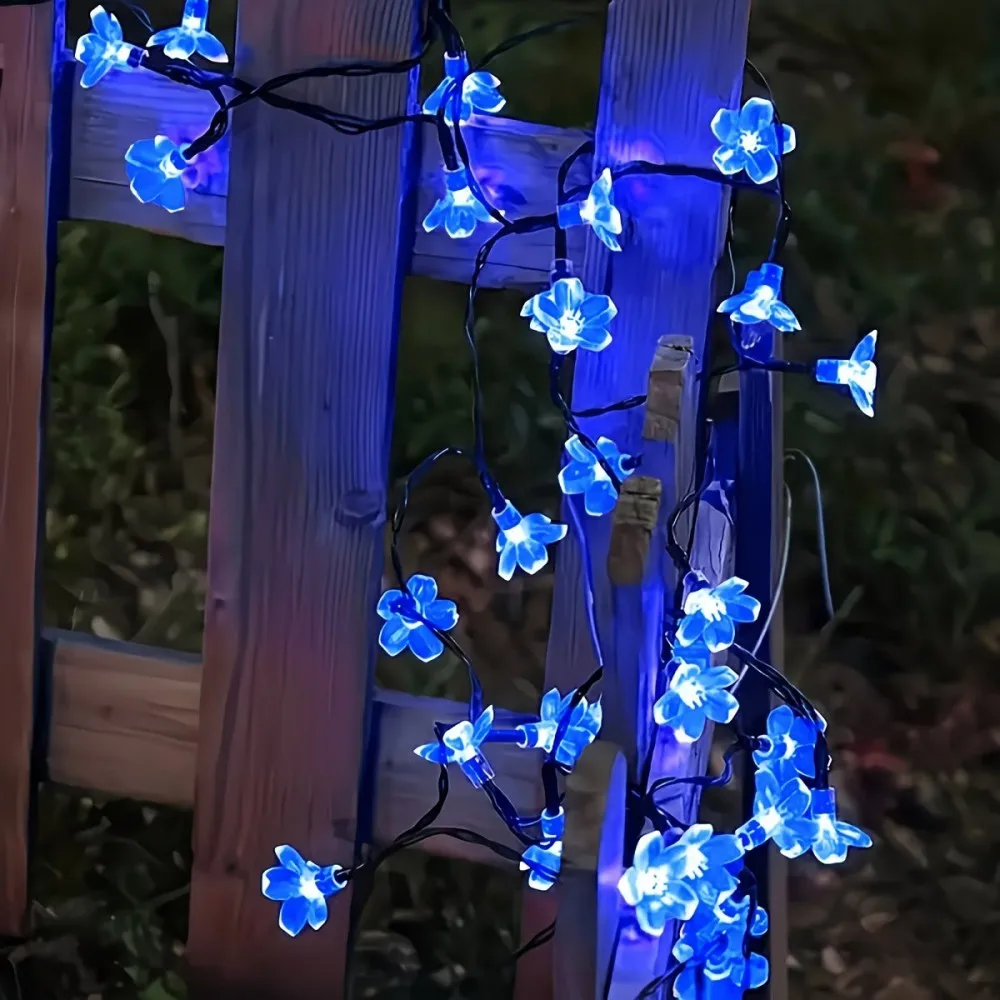 태양열 벚꽃 꽃 스트링 조명 방수 LED 요정 조명 야외 정원 파티오 마당 크리스마스 웨딩 파티 장식용
