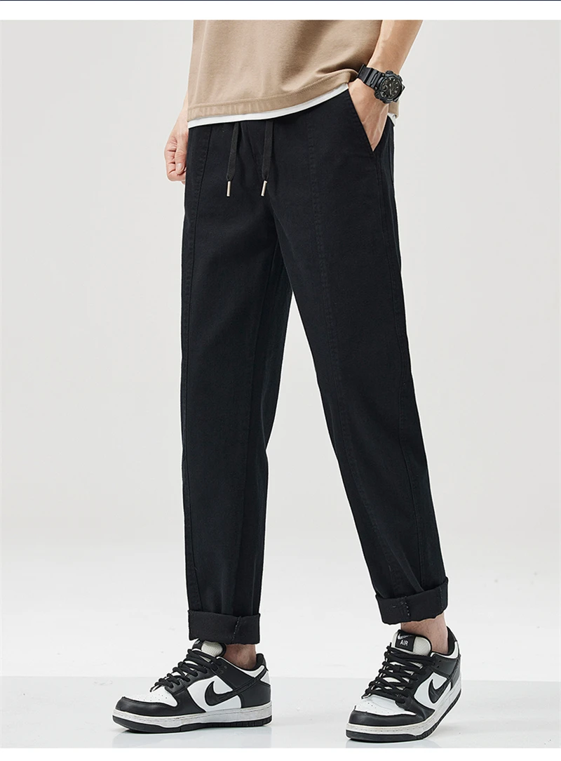 Harajuku Street Youth Fashion Harem Pants 2024 Spring Summer New Elastic Waist Slim Small Straight Casual Cargo Trousers