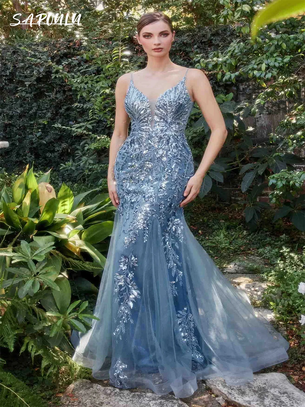 

Bohemian Sweetheart Neck Appliques Evening Dress Pastrol Spaghetti Straps Cocktail Party Gown Beach Vestidos De Novia
