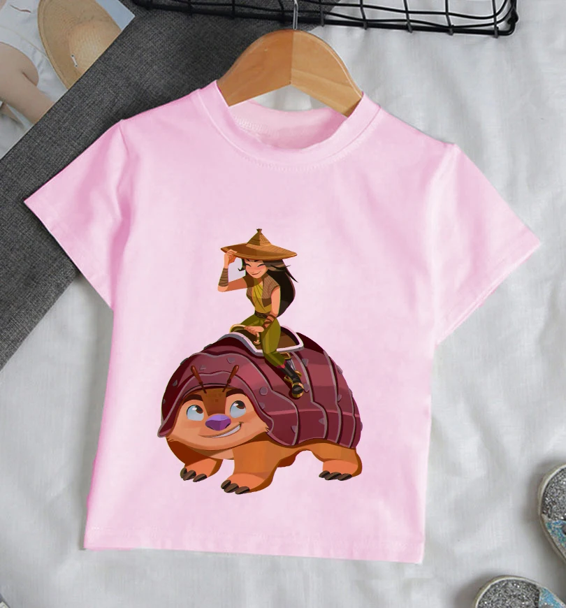 top T-Shirts Disney Cartoon Raya And The Last Dragon T Shirt Kids Cute Print Boys Girls T-shirt Summer Casual Comfortable Short O-Nack Tops vlone shirt