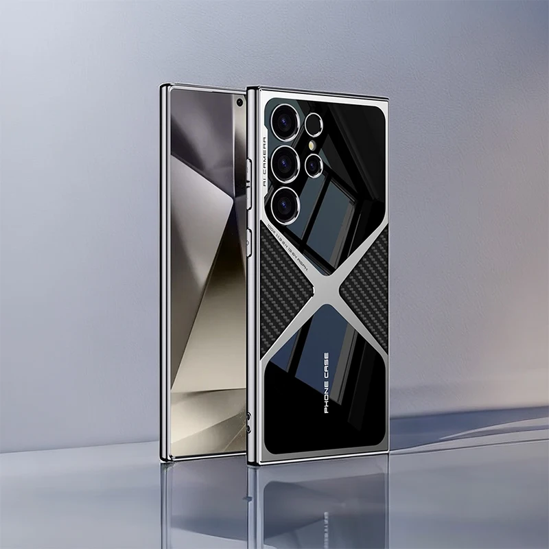 

Commercial Affairs Electroplated Leather Phone Case For Samsung S23 Ultra S24 Ultra Anti Drop Wear Resistant Protective Cases