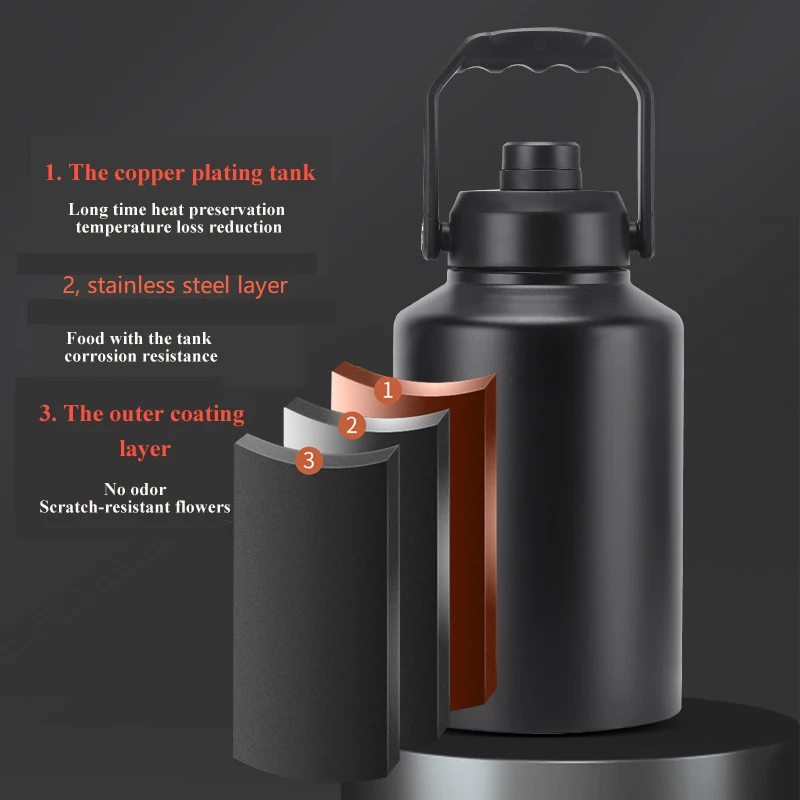 2L rostfritt stål is termosmugg ishink isolerad stor kapacitet termosflaska bil te resa utomhusmuggar_voghion.com