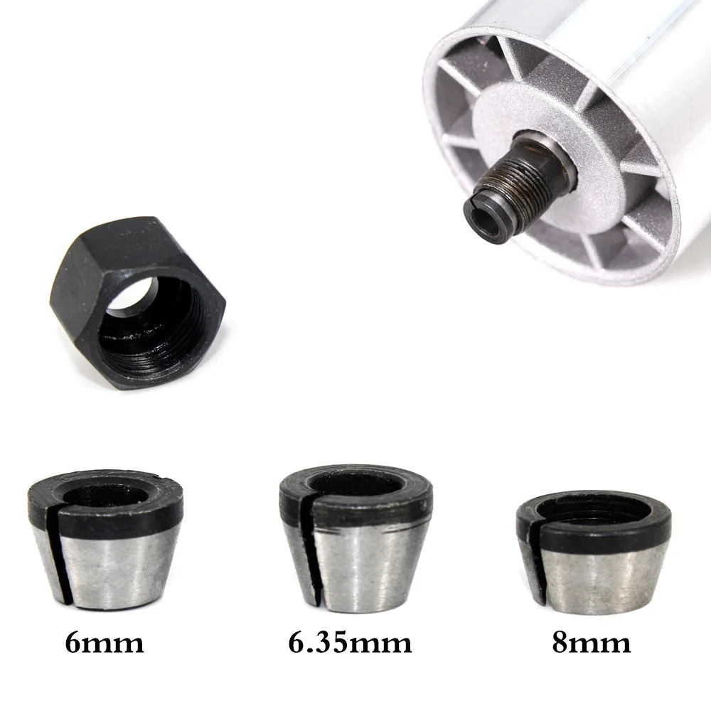 

1pc 3 pcs set collet 6mm 6.35mm 8mm collets chuck Engraving Trimming Machine Electric Router Milling Cutter Accessories