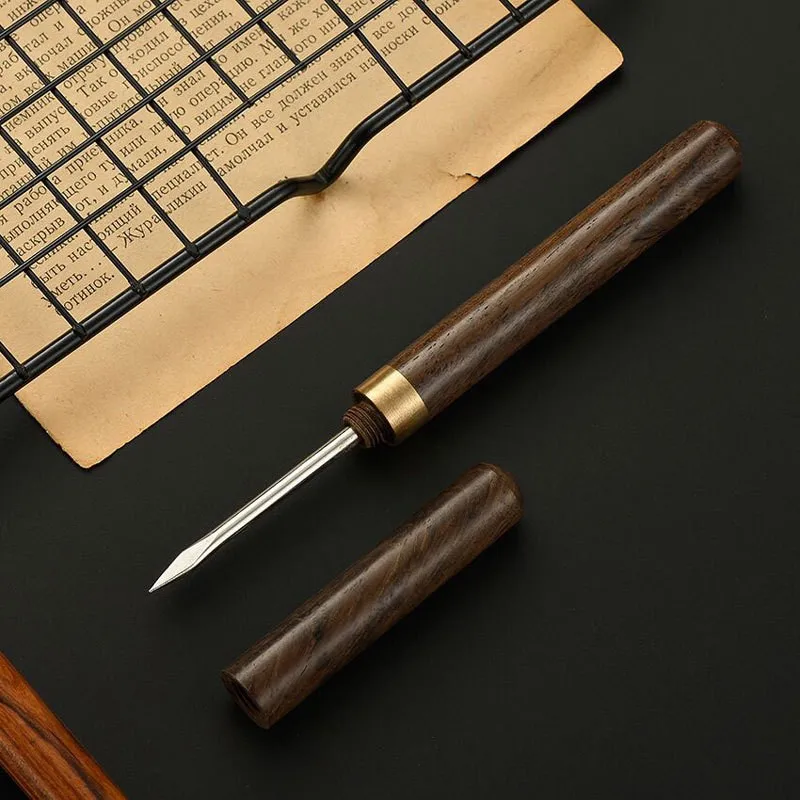 Household Tools Small Pear Black Sandalwood Stainless Steel Tea Needle Sandalwood Tea Knife Exquisite Set