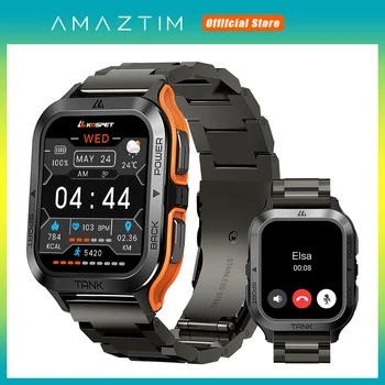 AMAZTIM TANK M2 남성용 스마트 워치, 블루투스 통화, IP69K 방수, 70 가지 스포츠 모드, 피트니스 스마트 워치 울트라, 2024 오리지널 디지털 스마트 워치