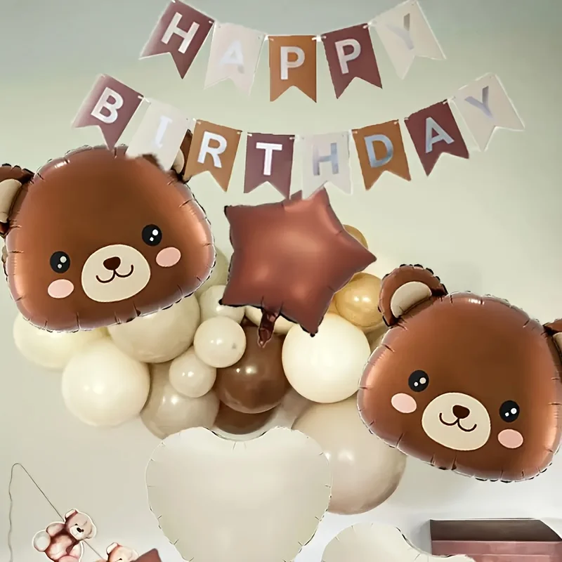 8 Stück Cartoon Braunbär Ballon 40 Zoll Karamellfarbene Nummer 1-9 Aluminiumfolie Ballon Geburtstagsparty Deko Baby-Shower Zubehör Geschenke – Detail 9