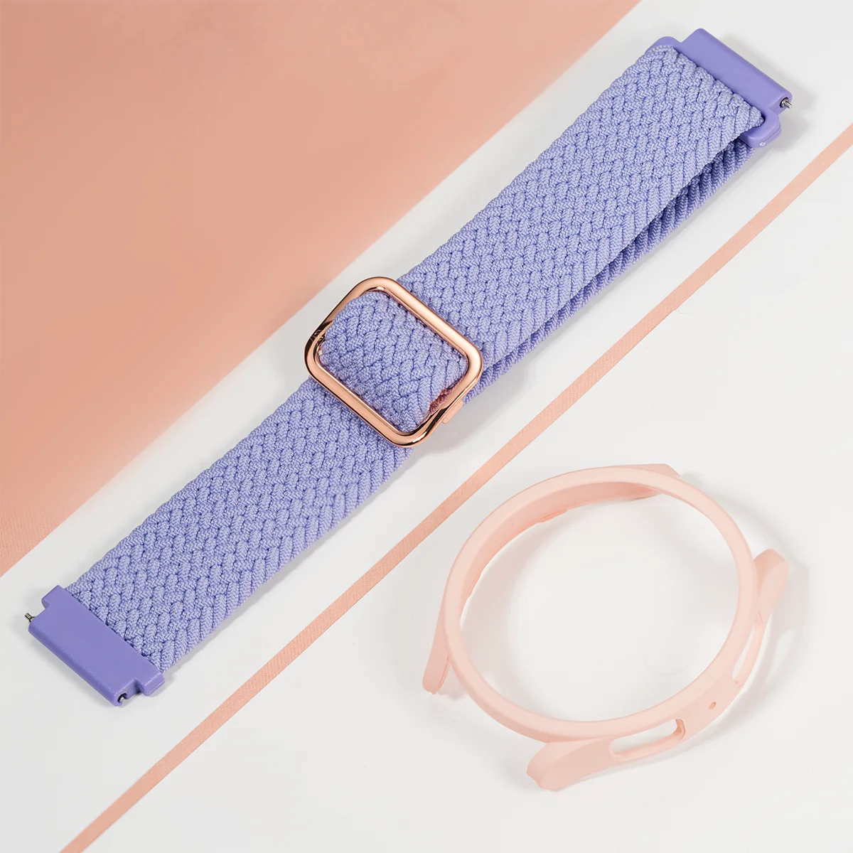Nylon Braided Smartwatch Band with Protective Case - Stylish Strap Bracelet and PC Bumper Cover