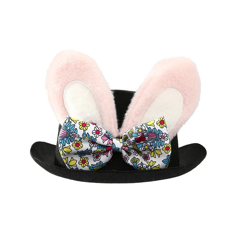 Funny World Easter Bunny Top Hat for Adult Party Cospaly Costume Rabbit Ear Black Topper