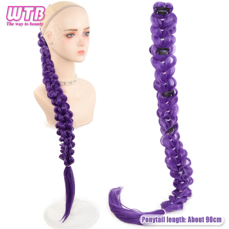 Purple Braided Ponytail Hair Extension - 26 Synthetic