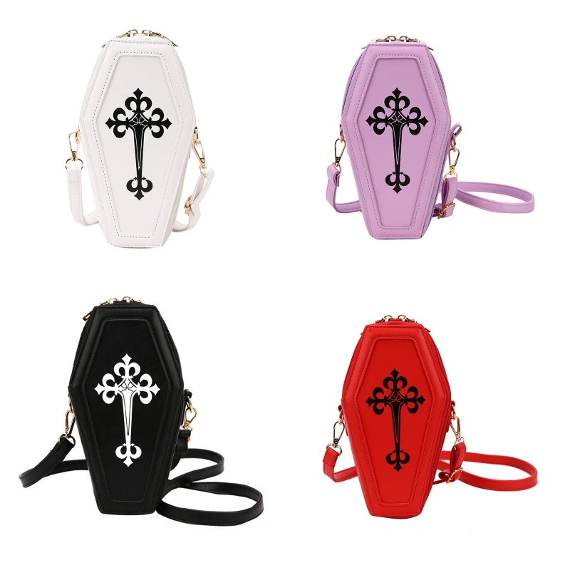 

for Creative Leather Handbag for Cross Crossbody Bag Gothic Coffin Purses Shoulder Bag for Festivals Gatherings