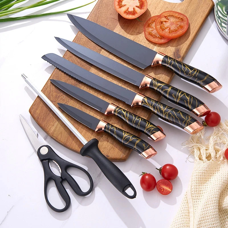 #005 7本 ピースナイフセット Xinzuo JX7 Knife Block without knives Holds 5 Knives Honing