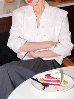 TWOTWINSTYLE قمصان غير رسمية للنساء التلبيب كم طويل قمصان للنساء الصيف بلوزة فضفاضة الإناث الاسلوب المناسب الملابس 2023 1