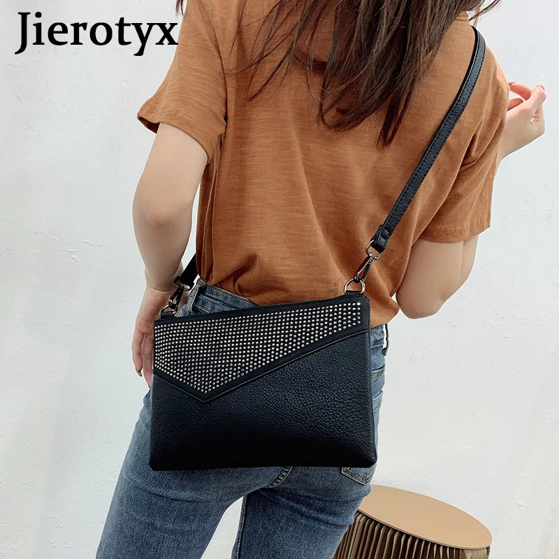 JIEROTYX Clutch Wristlet Handbag Women's Faux Leather Large Wallet Purse Crossbody Shoulder Bags Rhinestone Cover