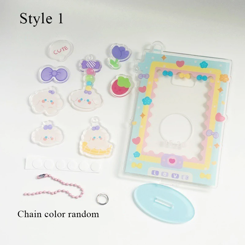 INS Acrylic Photo Frame Cartoon Card Display Stand Photo Holder Protection Card Sleeve Desktop Decor School Stationery