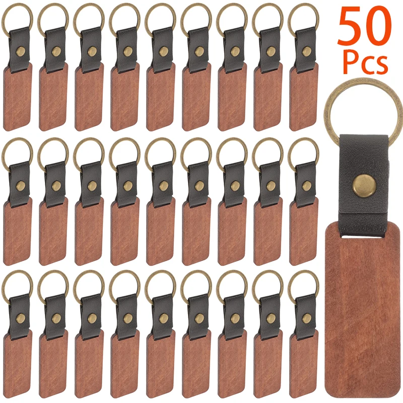 

50Pcs Wood Keychain Wood Key Chain Wooden Gift Blank Wood Student Prize