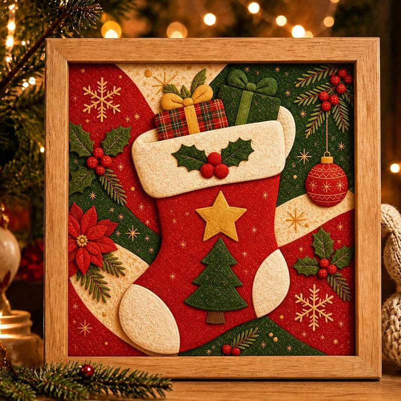 Holiday Fabric Art Painting Kit - DIY No-Sew Mosaic Craft