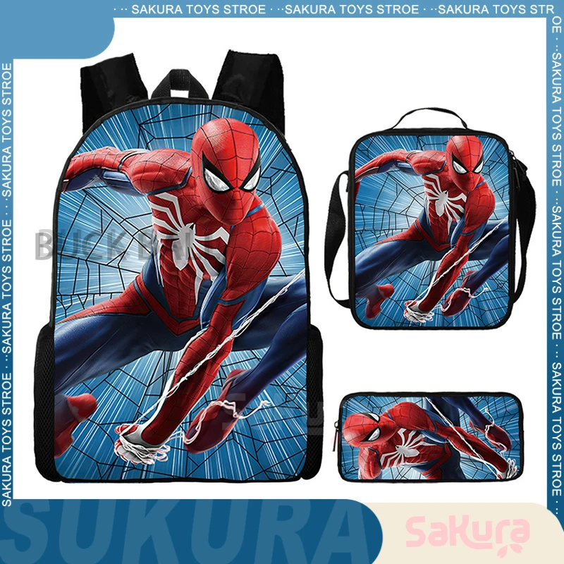 

School Opens Season Children Backpacks For Students Knapsack Three-piece Anime Cartoon Pencil Case Children School Schoolbag Bag