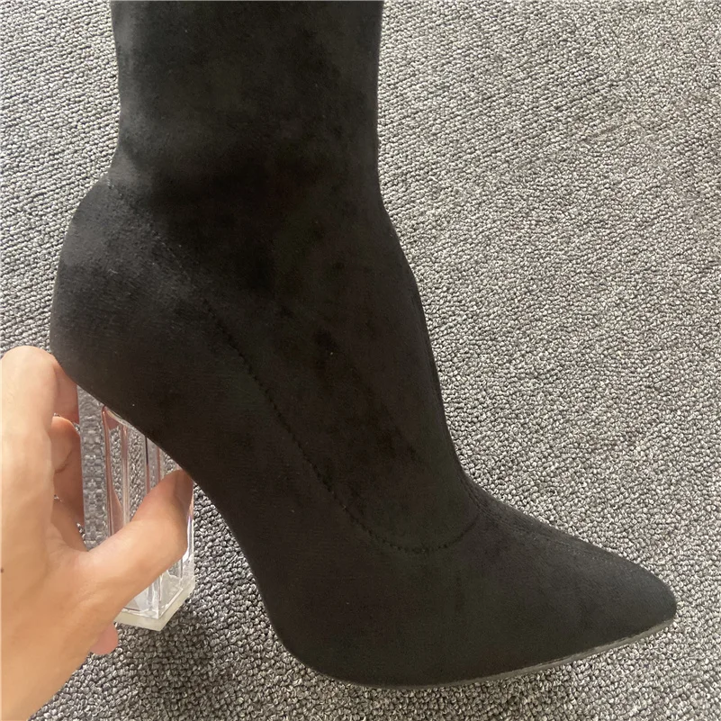 2023 Women 10cm High Heels Suede Ankle Boots Lady Stripper Winter