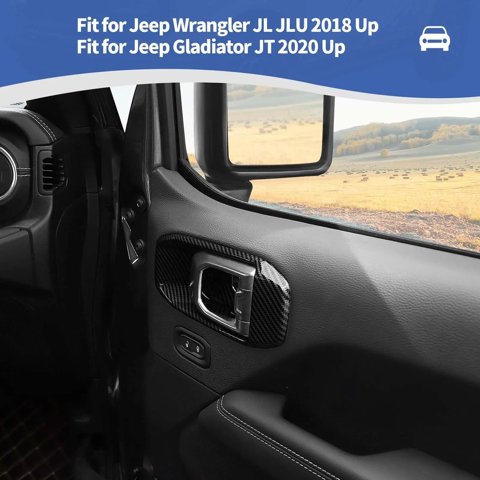 Für Jeep JL Innere Türgriff Schüssel Aufkleber Abdeckung Trim Für Jeep Wrangler JL JLU Gladiator JT 2018-2024 Auto innen Zubehör – Detail 5