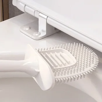 Silicone Toilet Brush Cleaning Products Home Wall Hanging Toilet Brush WC Cleaning Long Handle Brush Bathroom Accessories 5