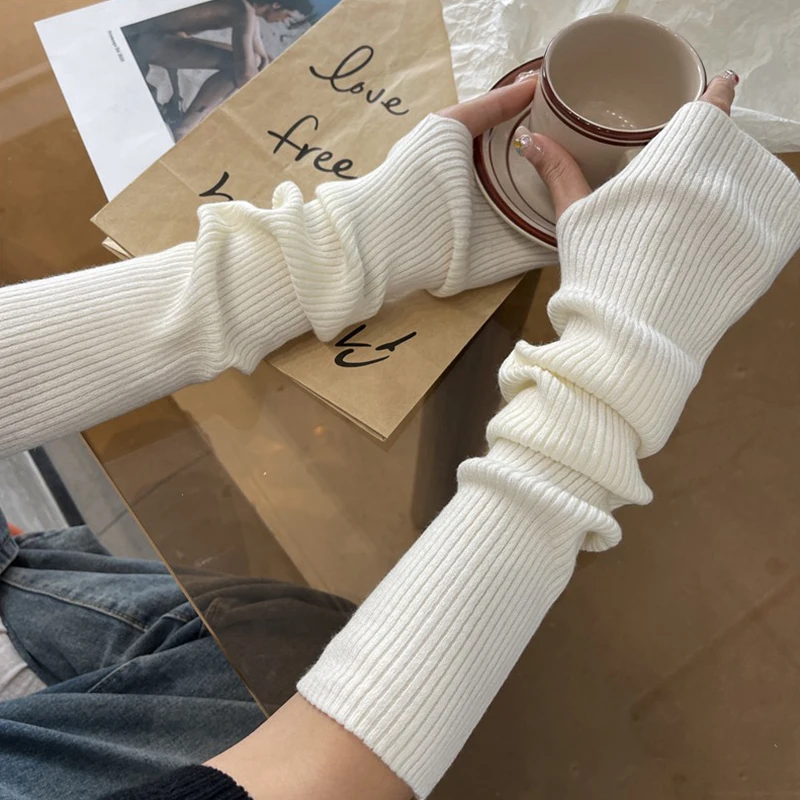 

Y2k Fingerless Mittens Female Anime Gloves Women Knitted Gloves Arm Winter Warmers Japanese Goth Ankle Wrist Sleeves Harajuku