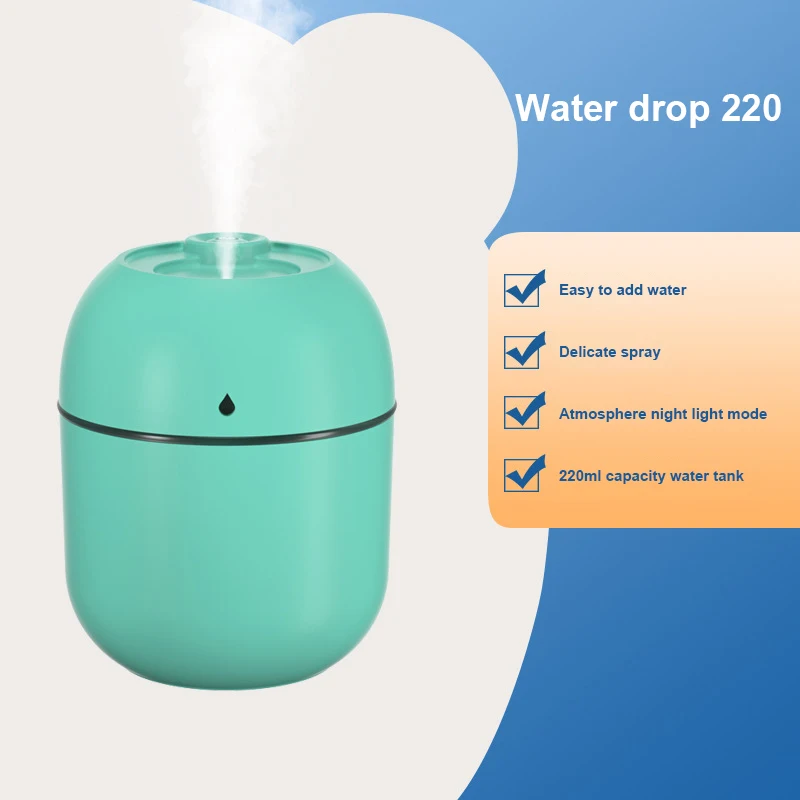 Mini humidificador de 7.4 fl oz, mini humidificador de aire ultrasónico USB  de escritorio con interfaz USB, función de luz nocturna de color, apagado