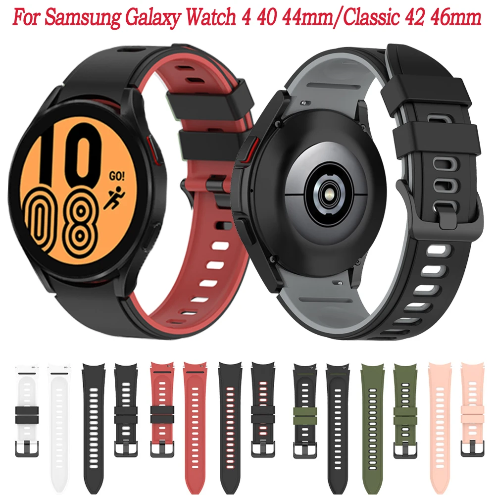 

Ремешок без зазора 20 мм для Samsung Galaxy Watch 4 Classic 46 42 мм, браслет для наручных часов 4 44 40, аксессуары для часов с изогнутым концом