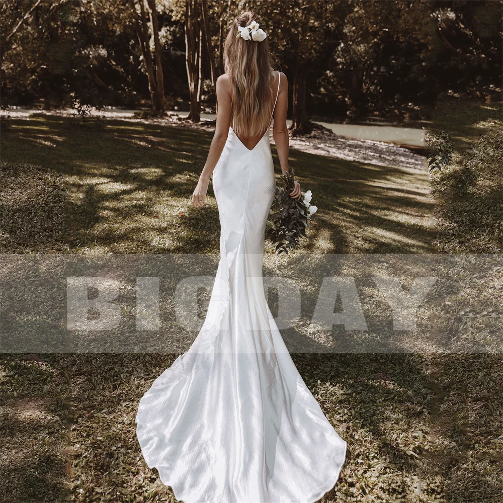 Modern V-Neck Wedding Dress 2025 Mermaid Spaghetti Straps Open Back Simple Sleeveless Bridal Gown Vestido De Noiva Customized 11 S2a8f24c7d6b74556b6fd60b4b82e2106n