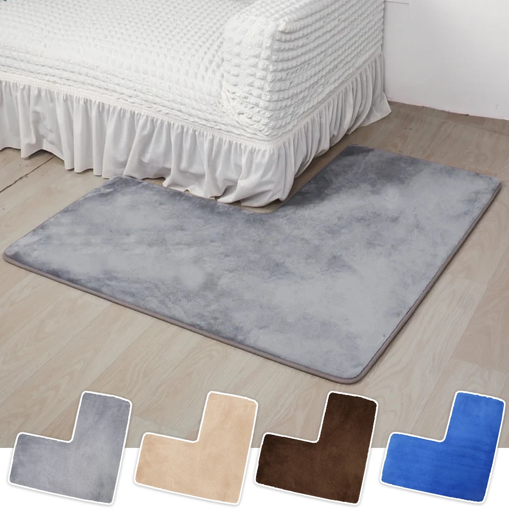 L-Shaped Bath Mat Non-slip Entry Doorway Floor Rug Non Slip Corner Shower Mat Durable Water Absorption Floor Bathroom Rugs