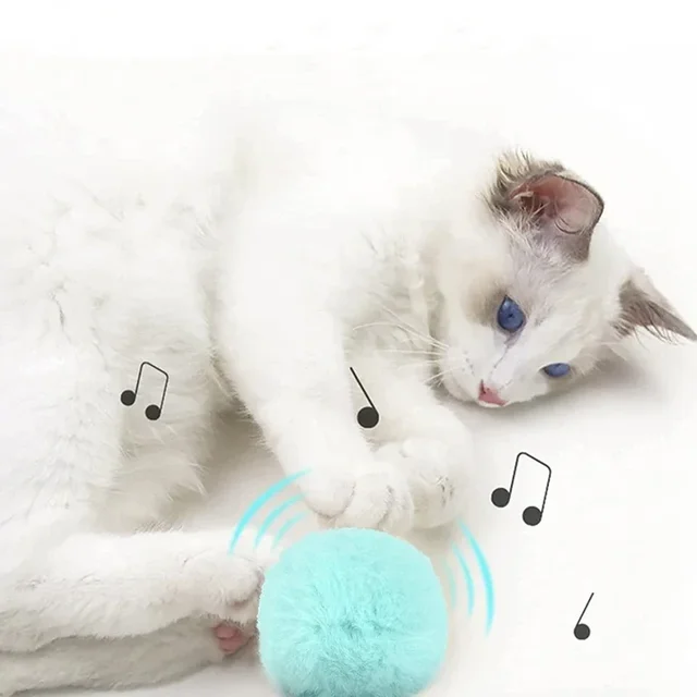 Training Toy Interactive Ball Smart Cat Toys Plush Electric Catnip Kitten Touch Sounding Pet Product Squeak Toy Ball 3