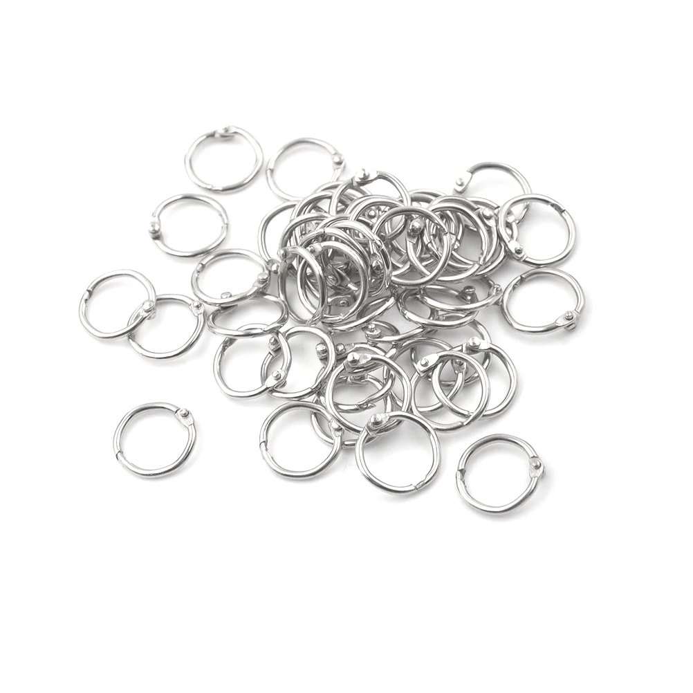 50pcs 20mm Metal Binder Staple Ring Book Binder Albums Loose-leaf Book Hoops Loose Leaf Ring Keychain Office Binding Supplies