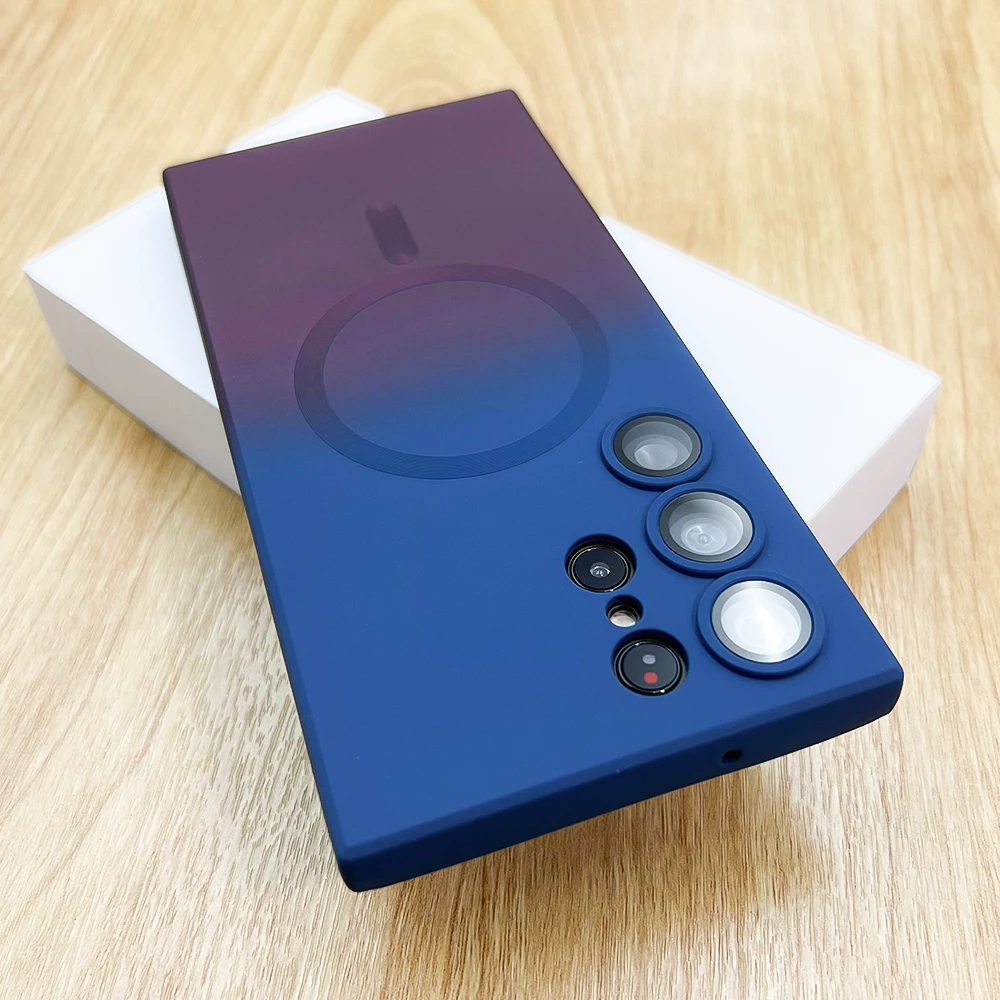 Silikon Farbverlauf Magsafe Hülle für Samsung Galaxy S23 S22 Ultra Note 20 10 Plus S21 S20 FE Wireless Charging Cover_voghion.com