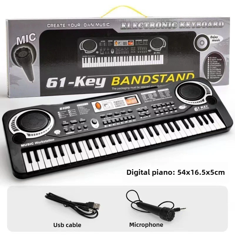 61 Keys Children's Electronic Keyboard Piano with Microphone Beginner Musical Instrument Organ Educational Toy Children's Gift