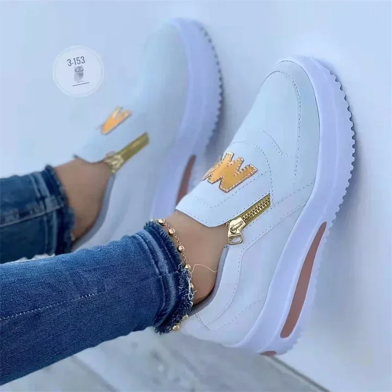 Women Casual Sneakers 2024 New Fashion Printed Side Platform Plus Size Vulcanized Loafers Sneakers Women Flats Zapatos De Mujer