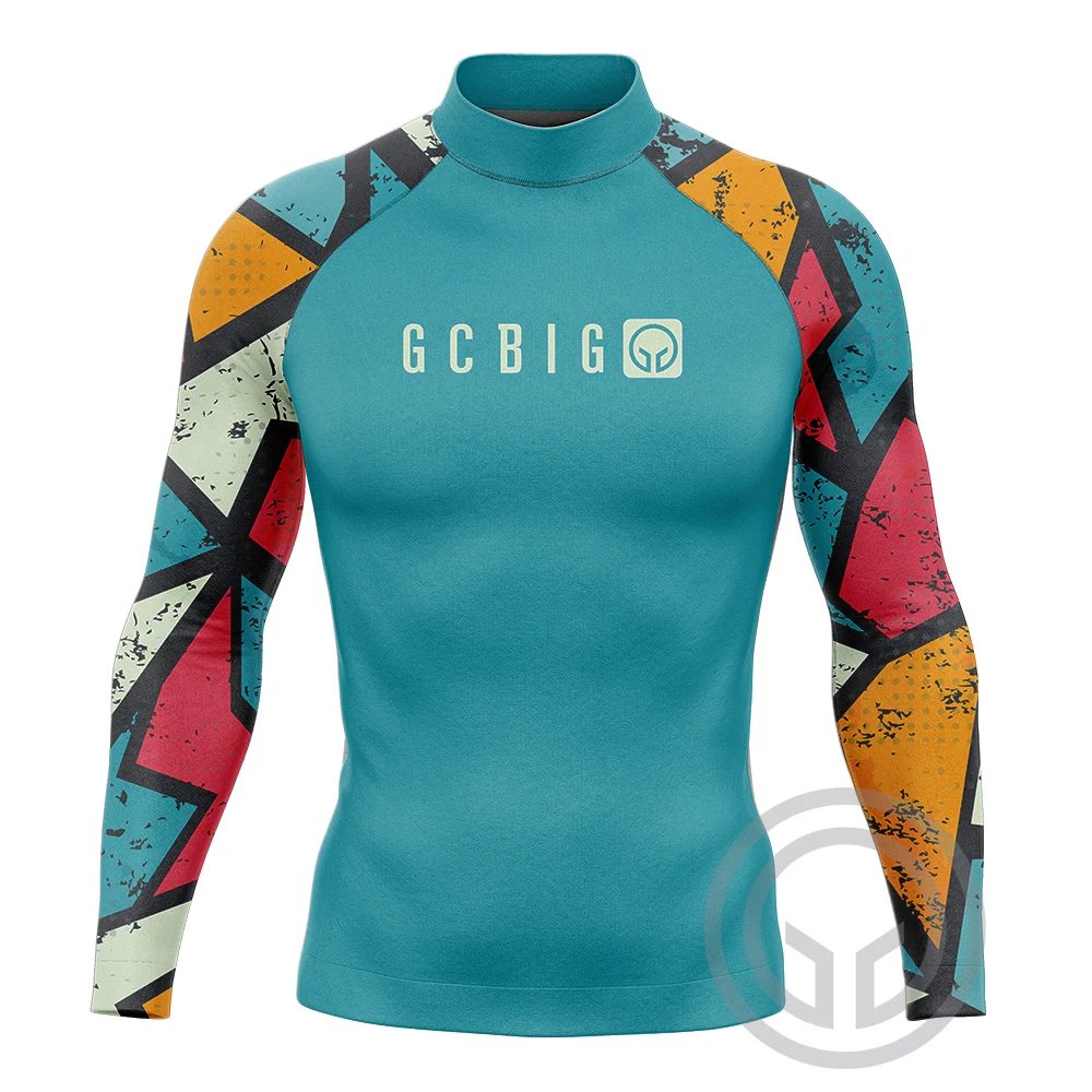 Rash Guard Men's Long Sleeve Sufing Shirts Diving Clothing Crew Neck Surfing Tops UPF 50+ Quick Dry Soft Beachwear UV Protection