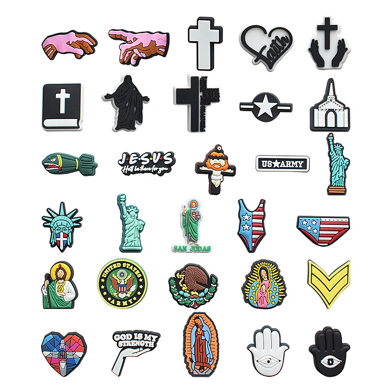 

1pcs Jesus God PVC Croc Charms San Judas Jesus Religion Shoes Accessories Fit Clogs Sandals Decorations Jibz Gifts