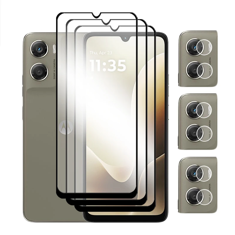 Premium 2.5D Full Cover Tempered Glass Screen Protector with Lens Film
