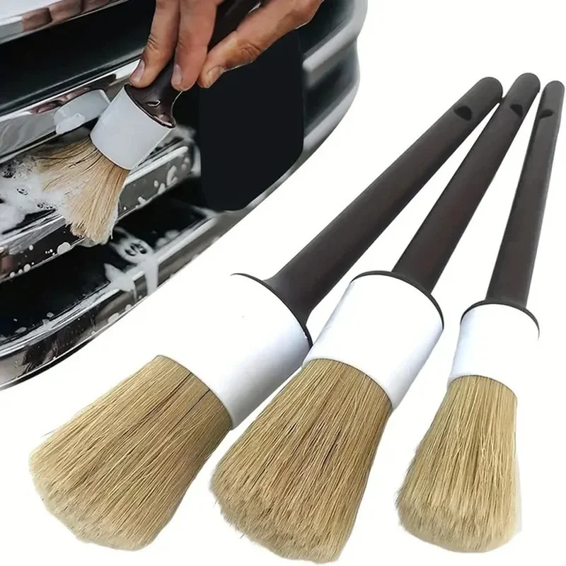 Cleaning Brush 3PCS Car Exterior Interior Detail Brush Boar Hair Bristle Brushes for Car Cleaning Auto Detail Tools Dashboard Cleaning Brush