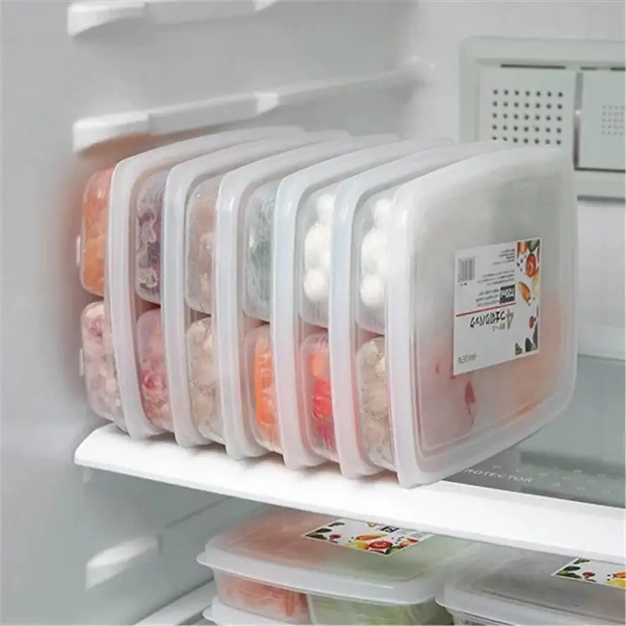 4 Grids Food Preparation Storage Box Compartment Freezer Organizers Sub-Packed Meat Onion Ginger Vegetable Preservation Boxs