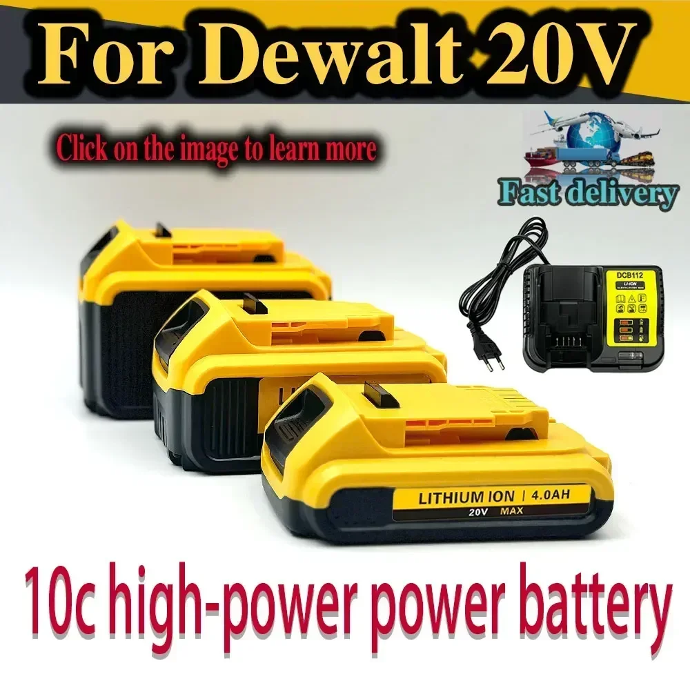 Rechargeable power tool accessories, lithium battery replacement and charger for Dewalt DCB200DCB184 series, 18V, 20V