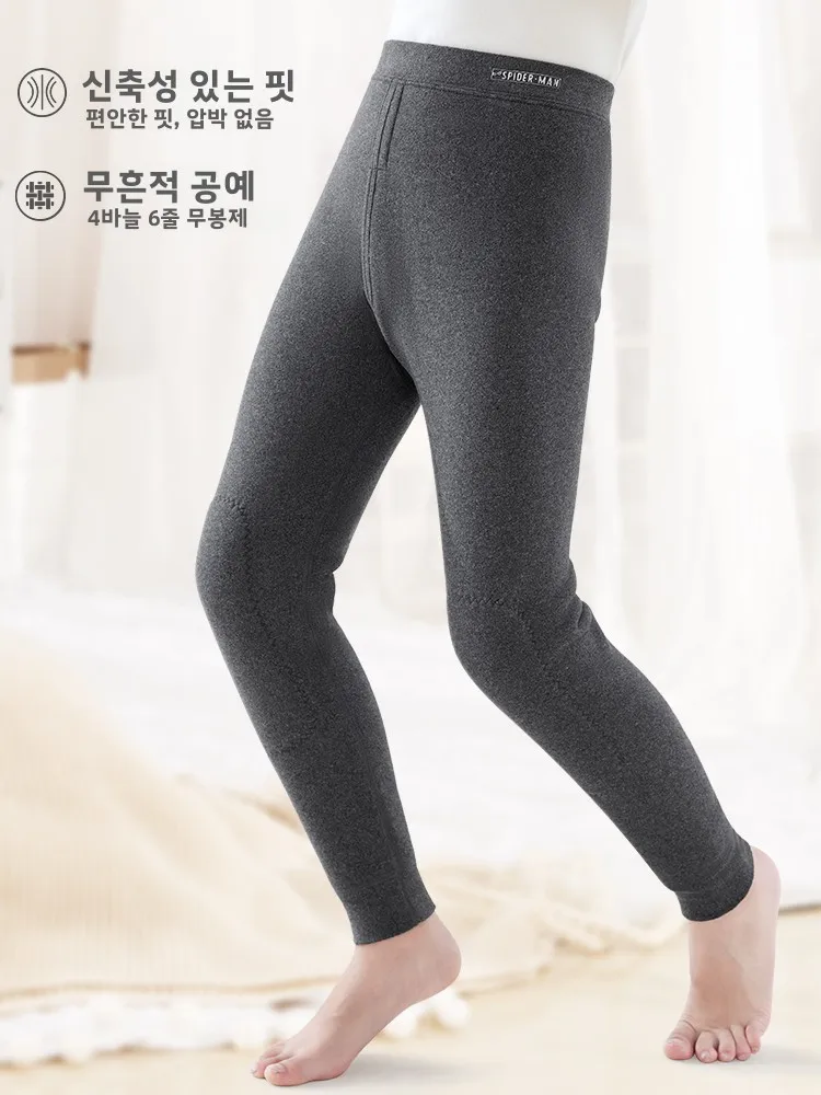 디즈니 아동용 보온 바지 양털 안감 두꺼운 겨울 면바지 교복 필수품 남아용 따뜻한 바지 울 무릎 패드 가을 바지